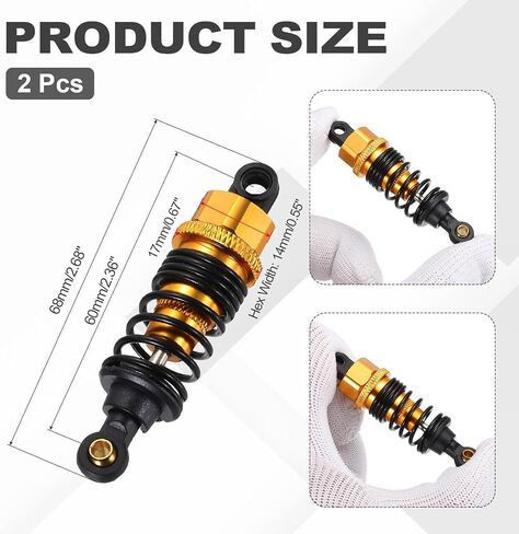 MECCANIXITY 2 Pcs RC Shock Absorber 1/10 62mm Adjustable Front & Rear Oil Shock Absorber Damper for 1/10 RC Car Crawler Racing Truck, Blue in Saudi Arabia