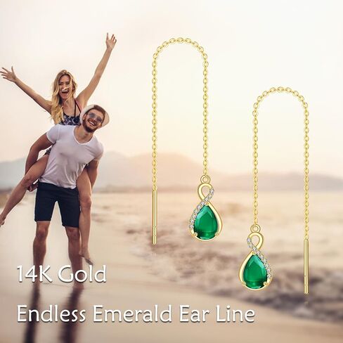 KECHO 14k Solid Gold Threader Earrings for Women Dangle Earrings Long Chain Earrings Hypoallergenic Real Gold Hanging Drop Earrings Bithday Valentines Jewelry Gifts for Mom Wife Girlfriend Daughter in Saudi Arabia
