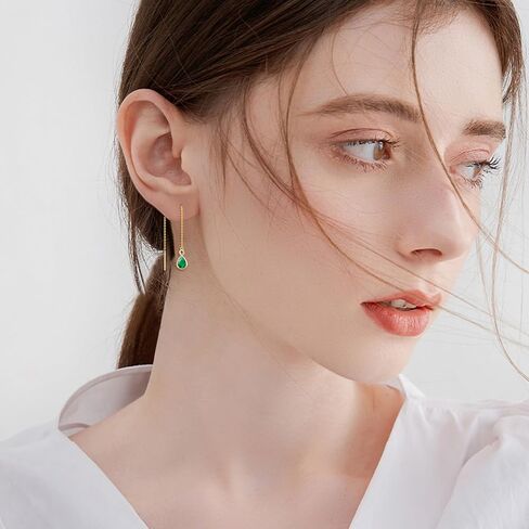 KECHO 14k Solid Gold Threader Earrings for Women Dangle Earrings Long Chain Earrings Hypoallergenic Real Gold Hanging Drop Earrings Bithday Valentines Jewelry Gifts for Mom Wife Girlfriend Daughter in Saudi Arabia