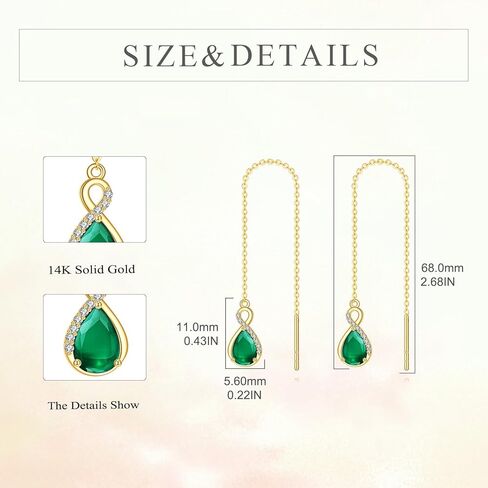 KECHO 14k Solid Gold Threader Earrings for Women Dangle Earrings Long Chain Earrings Hypoallergenic Real Gold Hanging Drop Earrings Bithday Valentines Jewelry Gifts for Mom Wife Girlfriend Daughter in Saudi Arabia