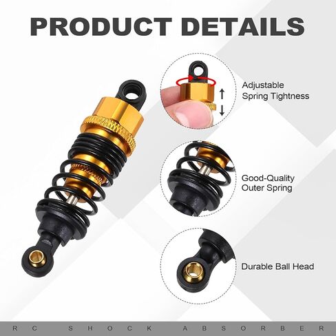 MECCANIXITY 2 Pcs RC Shock Absorber 1/10 62mm Adjustable Front & Rear Oil Shock Absorber Damper for 1/10 RC Car Crawler Racing Truck, Blue in Saudi Arabia