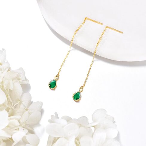 KECHO 14k Solid Gold Threader Earrings for Women Dangle Earrings Long Chain Earrings Hypoallergenic Real Gold Hanging Drop Earrings Bithday Valentines Jewelry Gifts for Mom Wife Girlfriend Daughter in Saudi Arabia