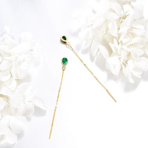 KECHO 14k Solid Gold Threader Earrings for Women Dangle Earrings Long Chain Earrings Hypoallergenic Real Gold Hanging Drop Earrings Bithday Valentines Jewelry Gifts for Mom Wife Girlfriend Daughter in Saudi Arabia