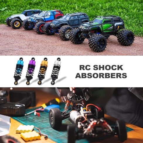 MECCANIXITY 2 Pcs RC Shock Absorber 1/10 62mm Adjustable Front & Rear Oil Shock Absorber Damper for 1/10 RC Car Crawler Racing Truck, Blue in Saudi Arabia