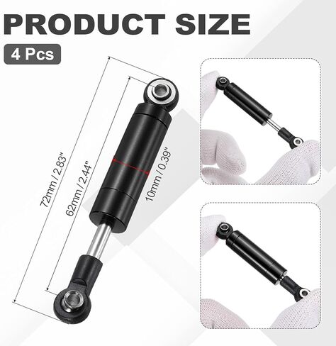 MECCANIXITY 4 قطع RC ممتص الصدمات 1/10 92 مم مخمدات امتصاص الصدمات الداخلية لزيت الزنبرك لسيارة 1/10 RC أجزاء ترقية شاحنة السباق، أرجواني in Kuwait