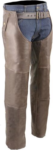 Milwaukee Leather ML1191 Chaps for Men's Premium Leather Snap Out Thermal Lined - Four Pockets Motorcycle Chap in Saudi Arabia