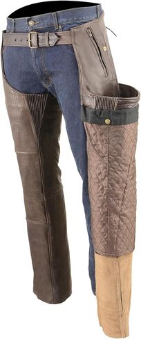 Milwaukee Leather ML1191 Chaps for Men's Premium Leather Snap Out Thermal Lined - Four Pockets Motorcycle Chap in Saudi Arabia