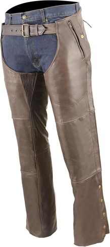 Milwaukee Leather ML1191 Chaps for Men's Premium Leather Snap Out Thermal Lined - Four Pockets Motorcycle Chap in Saudi Arabia