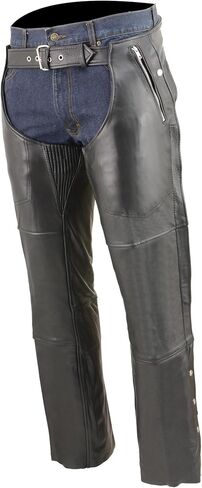 Milwaukee Leather ML1191 Chaps for Men's Premium Leather Snap Out Thermal Lined - Four Pockets Motorcycle Chap in Saudi Arabia