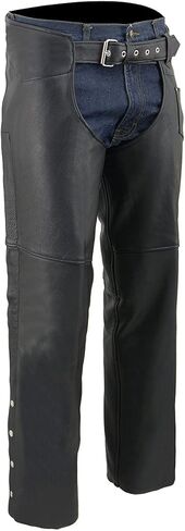 Milwaukee Leather Men's Black Premium Leather Fully Lined Motorcycle Chaps w/Front Coin Pocket ML1115 in Saudi Arabia