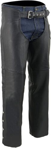 Milwaukee Leather Men's Black Premium Leather Fully Lined Motorcycle Chaps w/Front Coin Pocket ML1115 in Saudi Arabia