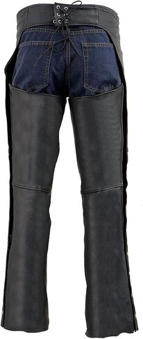 Milwaukee Leather Men's Black Premium Leather Fully Lined Motorcycle Chaps w/Front Coin Pocket ML1115 in Saudi Arabia