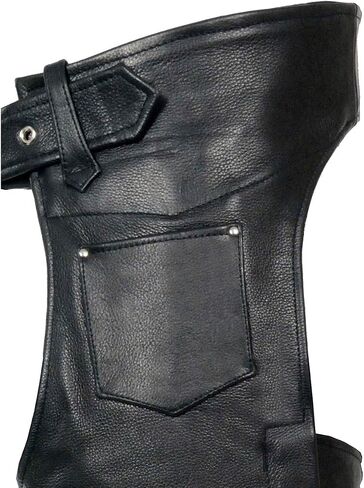 Milwaukee Leather Men's Black Premium Leather Fully Lined Motorcycle Chaps w/Front Coin Pocket ML1115 in Saudi Arabia