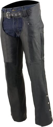 Milwaukee Leather Men's Black Premium Leather Fully Lined Motorcycle Chaps w/Front Coin Pocket ML1115 in Saudi Arabia