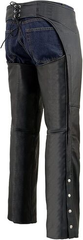 Milwaukee Leather Men's Black Premium Leather Fully Lined Motorcycle Chaps w/Front Coin Pocket ML1115 in Saudi Arabia