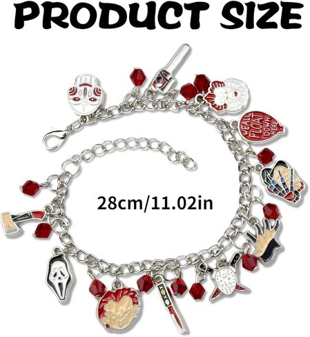 Abitoncc Classic Horror Movies Characters Bracelet Link Charm Bracelet Jason Freddy Krueger Joker Bracelet in Kuwait