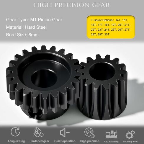 29T M1 8mm Steel Pinion Gear with 8mm to 5mm Adapter Shaft for Traxxas 1/5 X-MAXX 1/10 RC Car Buggy Truck, Available in 14T to 30T Mod 1 Motor Gear for Enhanced Performance and Durability in Saudi Arabia