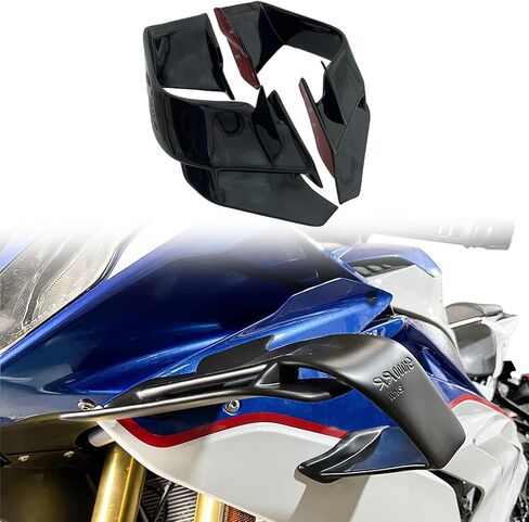 Fairings سوداء لسيارة BMW S1000RR - عاكسات الهواء للانزلاق على الطريق مع جناح BMW، ملحقات الدراجات النارية لسيارات BMW S1000RR 2015-2018 (أسود ساطع) in Kuwait