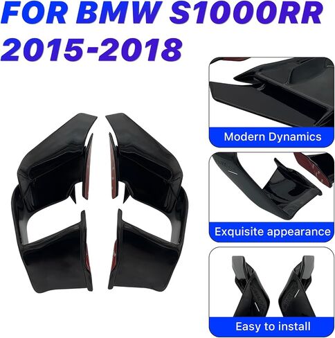 Fairings سوداء لسيارة BMW S1000RR - عاكسات الهواء للانزلاق على الطريق مع جناح BMW، ملحقات الدراجات النارية لسيارات BMW S1000RR 2015-2018 (أسود ساطع) in Kuwait
