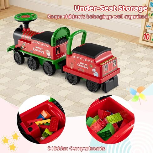 Costzon 2-Seater Ride on Train with Carriage, 6V Ride on Toy w/Under-Seat Storage, Footrests, Train Whistle, Music & Colorful Flashing LED Lights, Electric Car for Kids Aged 18+ (2 Seaters, Black) in Saudi Arabia