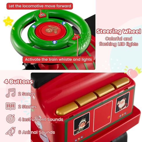 Costzon 2-Seater Ride on Train with Carriage, 6V Ride on Toy w/Under-Seat Storage, Footrests, Train Whistle, Music & Colorful Flashing LED Lights, Electric Car for Kids Aged 18+ (2 Seaters, Black) in Saudi Arabia
