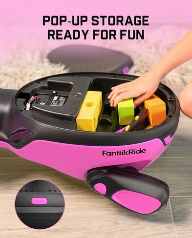 سيارة FanttikRide N10 الكلاسيكية الكهربائية مع دواسة، بطارية قابلة لإعادة الشحن من النوع C، ممسحة قابلة للفصل بنقرة واحدة، GlideWiz، مضادة للانقلاب، عجلات وامضة، بلوتوث، للأعمار من 3 سنوات فما فوق، 150 رطل، وردي in Kuwait