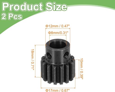 MECCANIXITY 2Pcs 1M 25T Steel Motor Pinion Gears, RC Motor Gears Fits 8mm Shaft Bore for RC Vehicles Truck Drift Remote Control Car Off-Road Crawler Parts, Black in Saudi Arabia