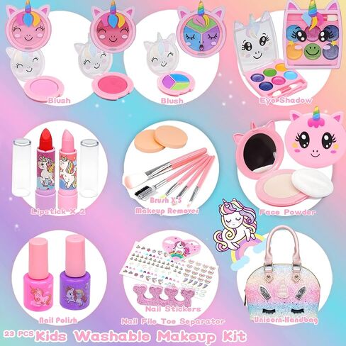 مجموعات مكياج Pretend Kids للفتيات - مجموعة مكياج وهمية Maquillaje para Niñas، مجموعة مكياج للعب، أفضل الألعاب للفتيات الصغيرات، أشياء الأميرة الصغيرة للأطفال الذين تتراوح أعمارهم بين 3-10 سنوات هدايا عيد ميلاد للفتيات in Kuwait