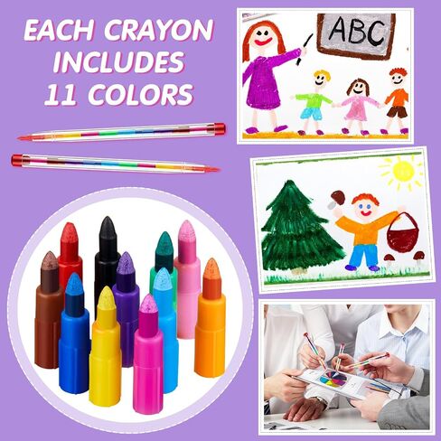 Stackable Colored Crayons Pencils, 11 Interchangeable Colors Mini Rainbow Stacking Crayon Pen Colorful Stacker Crayon Favor for Kids Preschool Painting Toy Home School Office Supplies(140 Pieces) in Saudi Arabia