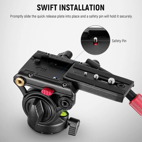 رأس سائل ثلاثي القوائم من NEEWER مع قاعدة تسوية +/-10 درجة، حامل رأس إمالة معدني مع لوحة QR من نوع Arca قطعة قماش تنظيف بمقبض تلسكوبي لكاميرا الفيديو الرقمية ذات العدسة الأحادية العاكسة المدمجة، أقصى تحميل 8.8 رطل/4 كجم، GM27 in Kuwait