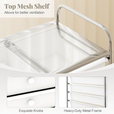 RELAX4LIFE 15-Drawer Rolling Storage Cart - Utility Cart with Metal Frame, Lockable Wheels & Removable Drawers, Multipurpose Art Craft Organizer for Home Office, Classroom (White) in Kuwait