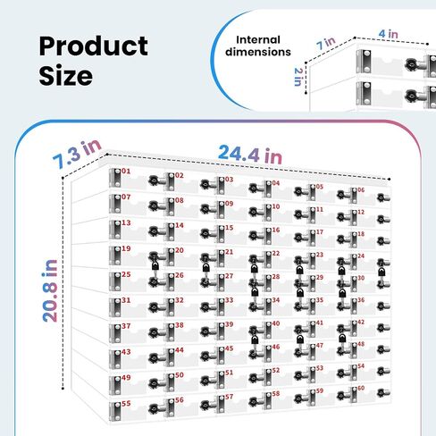 40 Slots Cell Phone Locker Box for Classroom with Door Locks and Keys Clear Acrylic Cell Phone Lock Storage Cabinet Wall Mounted for School Factory Office in Saudi Arabia