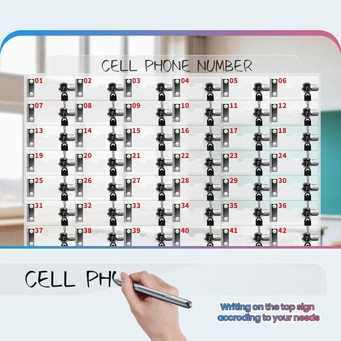 40 Slots Cell Phone Locker Box for Classroom with Door Locks and Keys Clear Acrylic Cell Phone Lock Storage Cabinet Wall Mounted for School Factory Office in Saudi Arabia