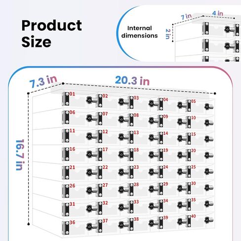40 Slots Cell Phone Locker Box for Classroom with Door Locks and Keys Clear Acrylic Cell Phone Lock Storage Cabinet Wall Mounted for School Factory Office in Saudi Arabia