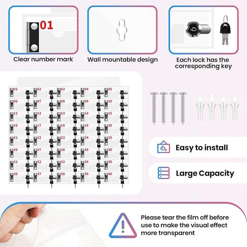 40 Slots Cell Phone Locker Box for Classroom with Door Locks and Keys Clear Acrylic Cell Phone Lock Storage Cabinet Wall Mounted for School Factory Office in Saudi Arabia