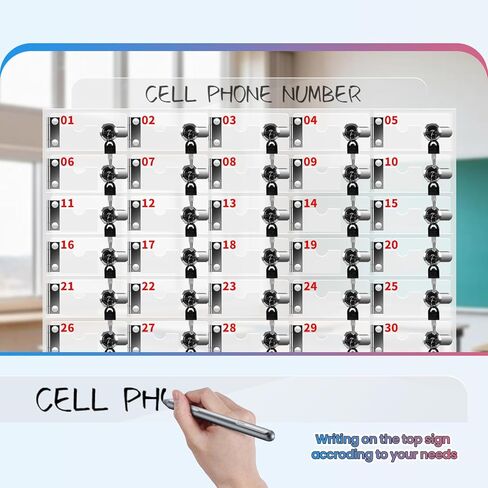 40 Slots Cell Phone Locker Box for Classroom with Door Locks and Keys Clear Acrylic Cell Phone Lock Storage Cabinet Wall Mounted for School Factory Office in Saudi Arabia