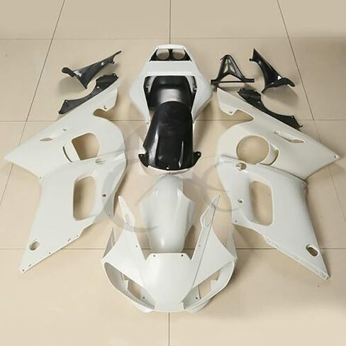 XFMT Motorcycle White Unpainted ABS Plastic Fairing Cowl Bodywork Set Compatible with YAMAHA YZF R6 YZF-R6 1998 1999 2000 2001 2002 in Saudi Arabia