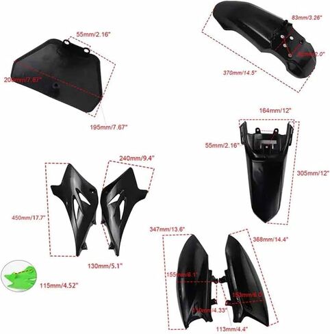 Fairing Body Parts Plastic Front Rear Kits Motorcycle Replacement Mudguard Compatible with TTR50 Dirt Bike Moto TTR 50(Black) in Saudi Arabia