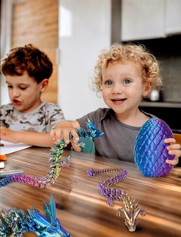 تنين مطبوع ثلاثي الأبعاد مقاس 12 بوصة - بيضة مفاجأة غامضة مع تنين مفصلي مرن بالداخل، ألعاب تنين رائعة للأولاد والأطفال من سن 5 إلى 7 سنوات in Kuwait