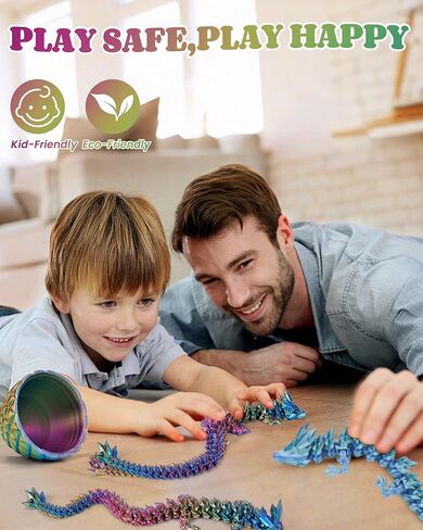 تنين مطبوع ثلاثي الأبعاد مقاس 12 بوصة - بيضة مفاجأة غامضة مع تنين مفصلي مرن بالداخل، ألعاب تنين رائعة للأولاد والأطفال من سن 5 إلى 7 سنوات in Kuwait