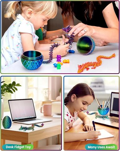 تنين مطبوع ثلاثي الأبعاد مقاس 12 بوصة - بيضة مفاجأة غامضة مع تنين مفصلي مرن بالداخل، ألعاب تنين رائعة للأولاد والأطفال من سن 5 إلى 7 سنوات in Kuwait