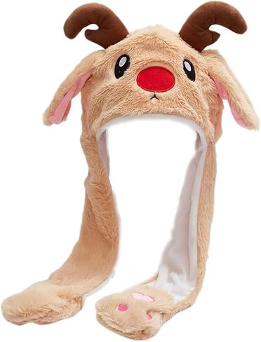 Christmas Plush Ear Hat Cute Animal Flap Moving Jumping Hat in Saudi Arabia