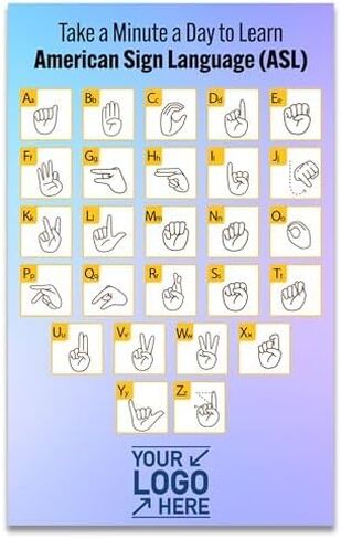 Magnet Me Up Customizable American Sign Language Fridge Magnet, 8x5 Inches, Blue, Add Logo, Custom ASL Educational and Decorative Sign Language Alphabet Magnet for Refrigerator, Crafted in USA in Saudi Arabia