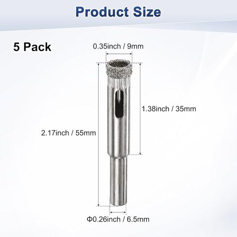 1 قطعة منشار ثقب الماس، لقمة مثقاب زجاجية 1.65 بوصة / 42 مم لقطع السيراميك/الرخام/حجر الجرانيت/الزجاجات/البلاط [لون فضي] in Kuwait