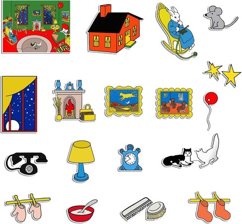 مجموعة قصة لوحة Good Night Moon Selt مكونة من 17 قطعة من قطع اللباد ألعاب تفاعلية للأطفال الصغار في مرحلة ما قبل المدرسة أنشطة تعليمية ألعاب اللباد in Kuwait