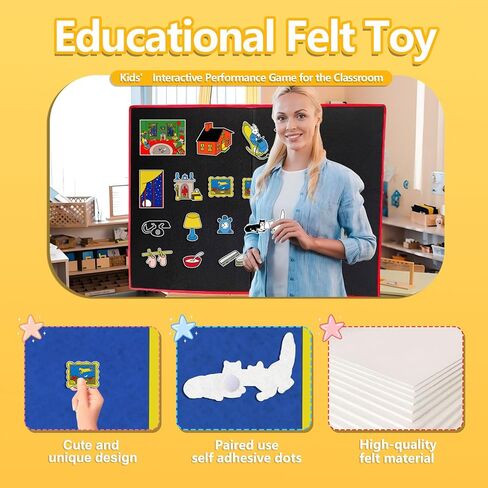 مجموعة قصة لوحة Good Night Moon Selt مكونة من 17 قطعة من قطع اللباد ألعاب تفاعلية للأطفال الصغار في مرحلة ما قبل المدرسة أنشطة تعليمية ألعاب اللباد in Kuwait