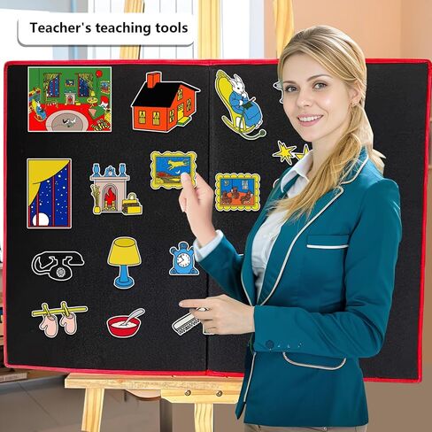 مجموعة قصة لوحة Good Night Moon Selt مكونة من 17 قطعة من قطع اللباد ألعاب تفاعلية للأطفال الصغار في مرحلة ما قبل المدرسة أنشطة تعليمية ألعاب اللباد in Kuwait