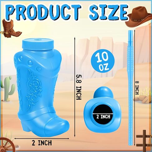 Hoolerry 12 Pcs 10 oz Plastic Cowboy Boot Cups with Straws and Lids Plastic Cowboy Cups for Western Themed Party Supplies and Rodeo Party Decorations (Brown) in Kuwait