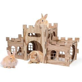 Extra Large Bunny Castles Hideout for Indoor Bunnies Climbing Tower with Tunnel Sturdy House for Rabbits Ferrets Guinea Pigs Hamsters Ventilated Enrichment Toys Habitat HLT4 in Kuwait