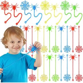 100 Pcs 3 Colors Sticky Spider and Spider Web Party Favors Pack 7 Inch Stretchy Sticky Hand Toys for Kids Birthday, Christmas Goodie Bag Stuffers Classroom Prize in Kuwait